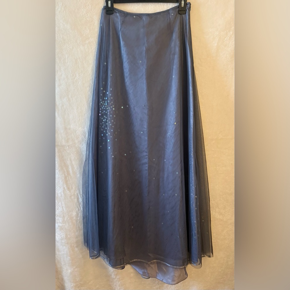 Express Navy Maxi Skirt with Sequin Overlay